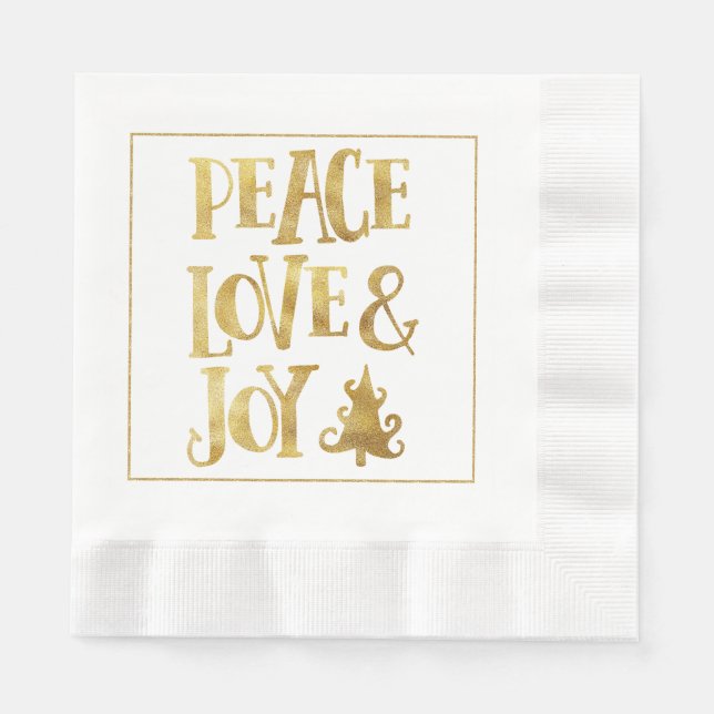 Serviette En Papier Peace Love Joy Papier de Noël (Devant)