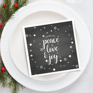 Serviette En Papier Peace Love Joy Star Noël Holiday