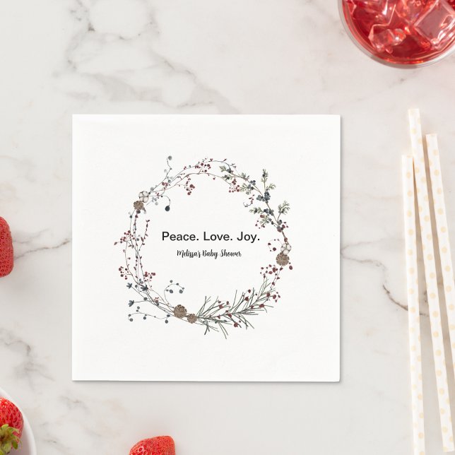 Serviette En Papier Peace love joy winterberry rustique boho fleur sau (Créateur téléchargé)