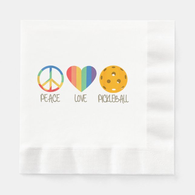 Serviette En Papier Peace Love Pickleball (Devant)