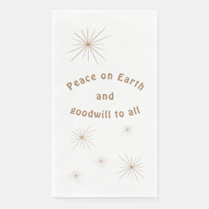 Serviette En Papier Peace on Earth Minimalist Gold Text Guest Towest