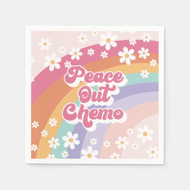 Serviette En Papier Peace Out Chemo Retro Rainbow Daisy (Devant)
