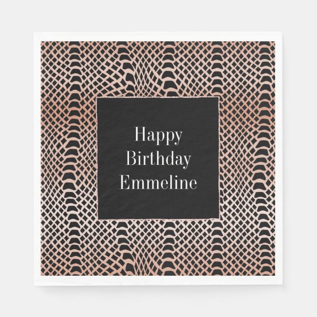 Serviette En Papier Peach Blush Black Snake Skin (Devant)