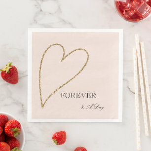 Serviette En Papier Peach Blush Gold Parties scintillant Heart