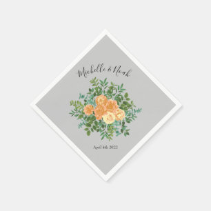 Serviette En Papier Peach Grey Mariage Spring Floral