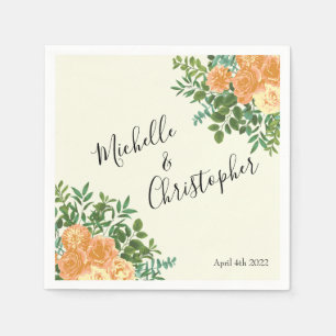 Serviette En Papier Peach Ivory Mariage Rose Vintage