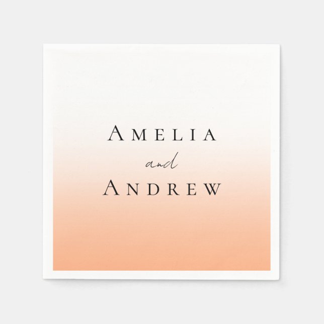 Serviette En Papier Peach Orange Fuzz Élégant Mariage moderne (Devant)