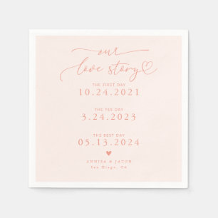 Serviette En Papier Peach Our Love Story Elegant Script Mariage