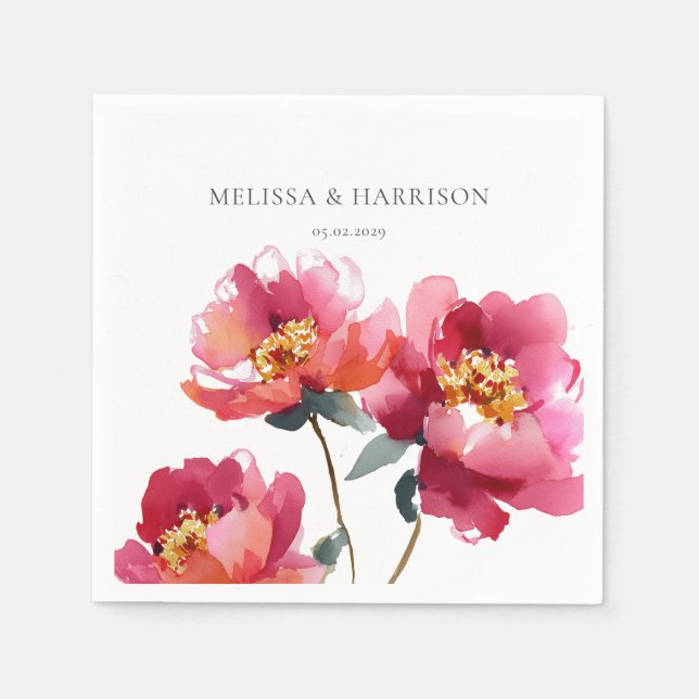 Serviette En Papier Peach Peine d'aquarelle (Devant)