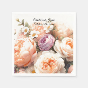Serviette En Papier Peach Peony et Rose Mariage Papier serviettes