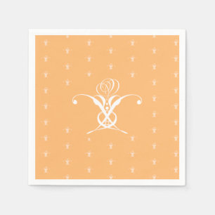 Serviette En Papier Peach Retro White Flourd Rose
