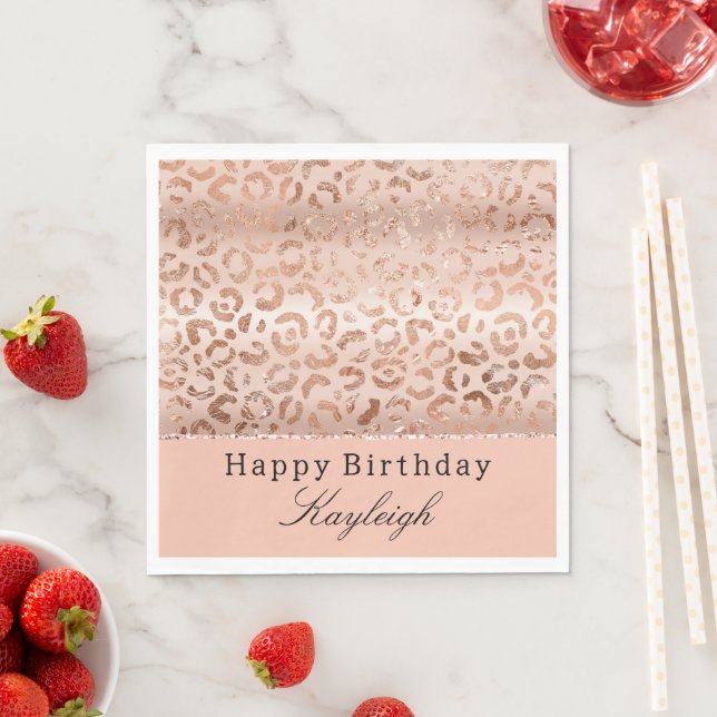 Serviette En Papier Peach Rose Leopard (En situation)