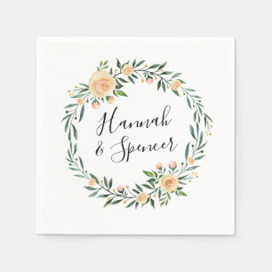 Serviette En Papier Peach Roses   Mariage personnalisé