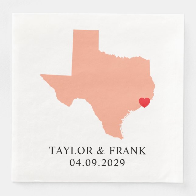 Serviette En Papier Peach Texas Mariage (Devant)