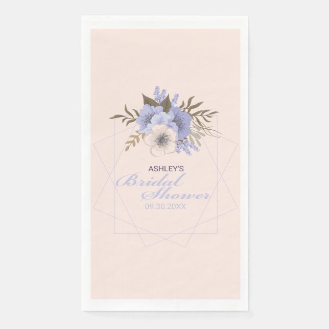 Serviette En Papier Peach Violet Pastel Roses géométriques personnalis (Devant)
