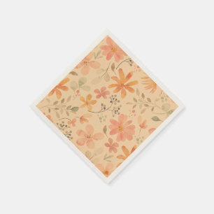 Serviette En Papier Peachy—motif floral rose doré
