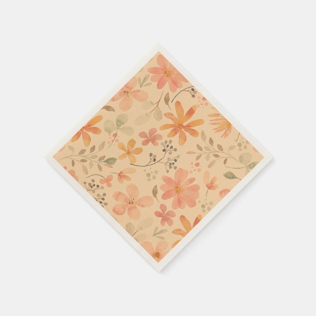 Serviette En Papier Peachy—motif floral rose doré (Coin)