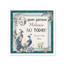 Peacock Anniversaire Napkin