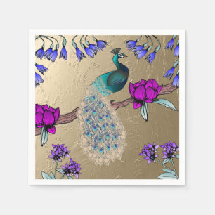 Serviette En Papier Peacock En Or