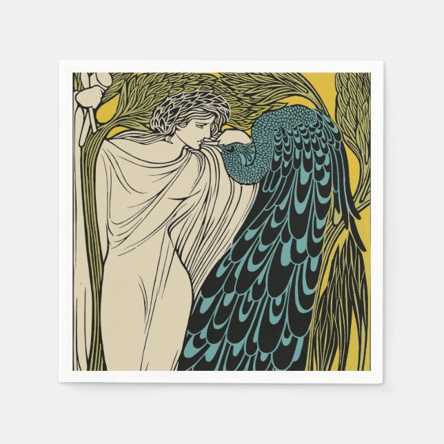 Serviette En Papier Peacock Fine Art Bird Nouveau (Devant)