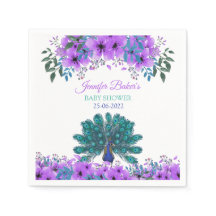 Peacock vert et bleu | Fleurs d'aquarelle violette