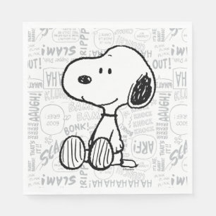 Serviette En Papier PEANUTS Snoopy on Black White Comics