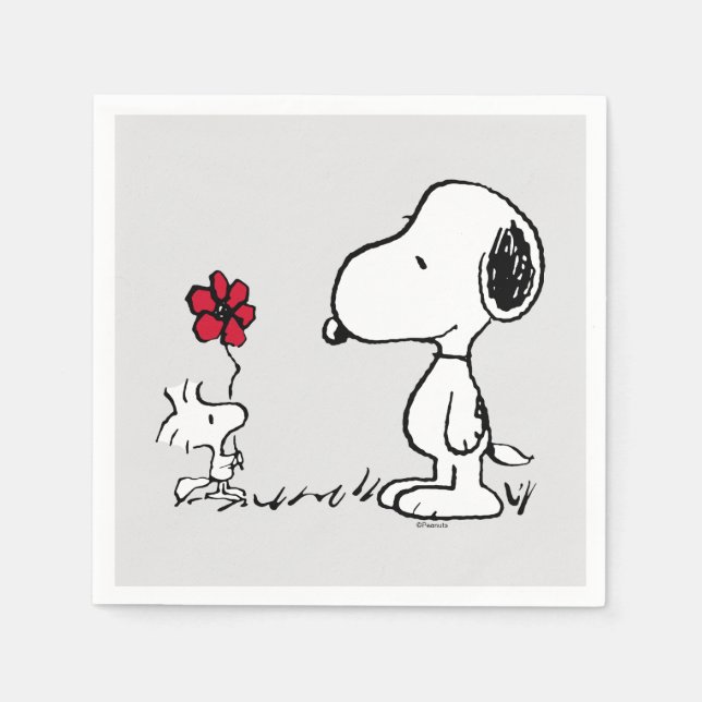 Serviette En Papier Peanuts | Snoopy & Woodstock Red & Black (Devant)