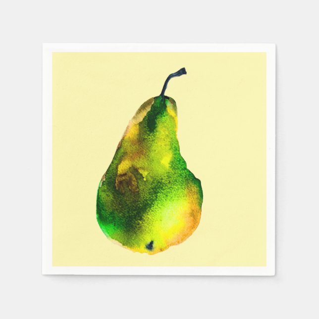 Serviette En Papier Pear aquarelle fruit vert (Devant)
