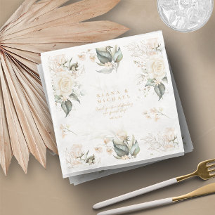 Serviette En Papier Pearl Blush Floral Elegance Border Mariage ID989