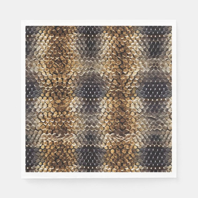 Serviette En Papier Peau de serpent noir Brown or (Devant)