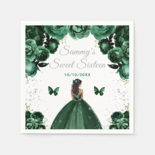 Serviette En Papier Peau foncée Vert foncé Princesse Sweet sixteen