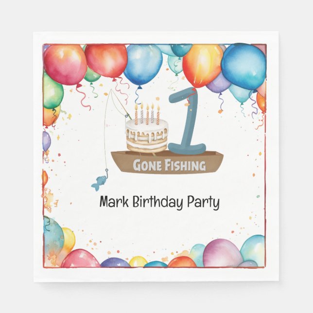 Serviette En Papier Pêche 1er anniversaire (Devant)