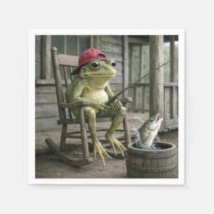 Serviette En Papier Pêche à la grenouille dans un tonneau de whisky