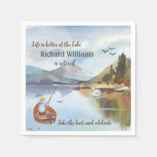 Serviette En Papier Pêche à la retraite à l'aquarelle du lac