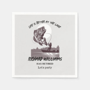 Serviette En Papier Pêche à la retraite au Vintage des pêcheurs du lac