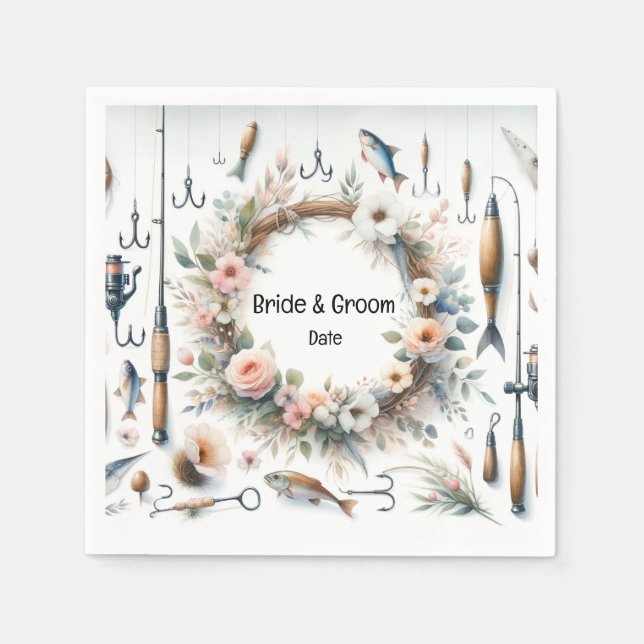 Serviette En Papier Pêche Amateurs thème Hook sur vous Mariage (Devant)