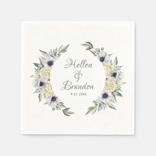 Serviette En Papier Pêche blanche & pastel shabby chic fleurs wreath (Devant)