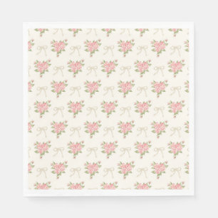 Serviette En Papier Pêche et Beige Vintage Fancy Dessert de Fête Flora
