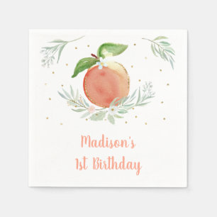 Serviette En Papier Pêche or Floral Anniversaire