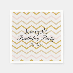 Serviette En Papier Pêche pastel et Zig Zag Or