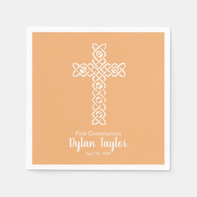 Serviette En Papier Pêche profonde croisée | Baptême Communion (Devant)