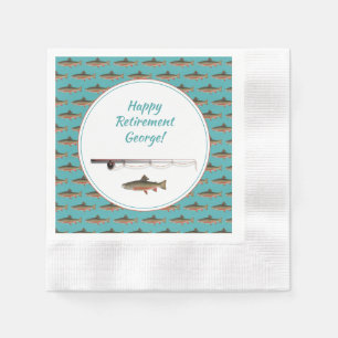 Serviette En Papier Pêcheur Retraite Partie Truite Poisson Papier Napk