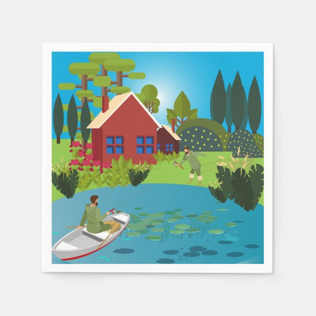 Serviette En Papier Pêcheurs (Devant)