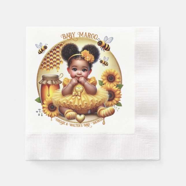 Serviette En Papier Peigne de miel et tournesol mignonne Afro Puff Bab (Devant)