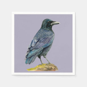 Serviette En Papier Peinture à l'aquarelle du corbeau