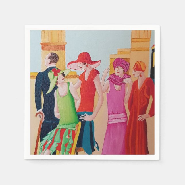 Serviette En Papier Peinture à l'huile féminine Art Déco (Devant)