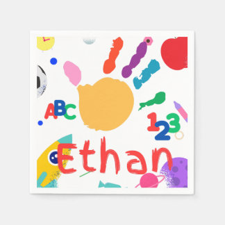 Serviette En Papier Peinture à main ABC pour enfant personnalisée 123