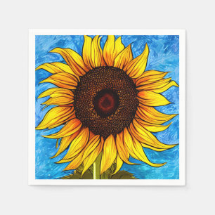 Serviette En Papier Peinture Abstraite de tournesol