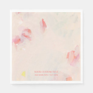 Serviette En Papier Peinture Abstraite Rose & Corail avec Texte Person