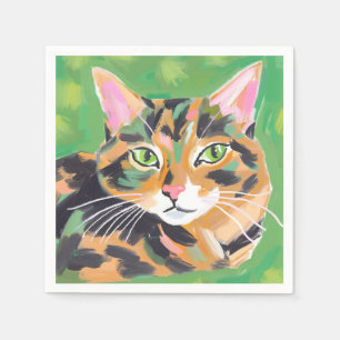 Serviette En Papier Peinture aquarelle de chat écaille de tortue